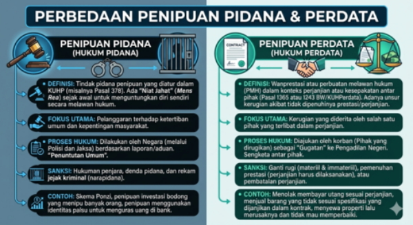 Perbedaan Penipuan secara Perdata dan Pidana