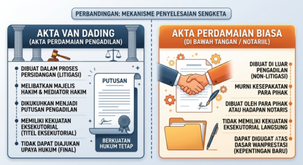 Perbedaan Akta Van Dading dan Akta Perdamaian Biasa